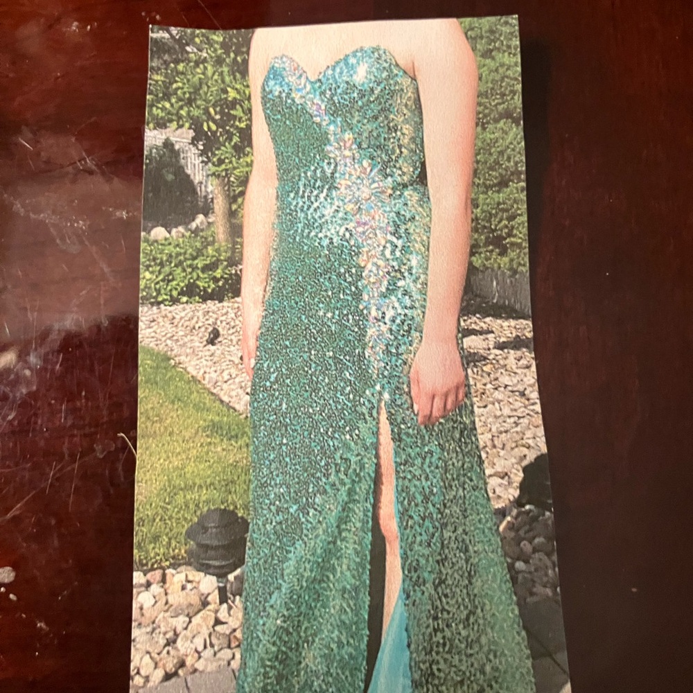 Prom Green Sequin Strapless Gown